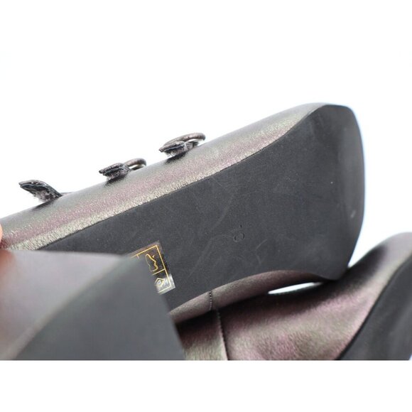 Jeffrey Campbell Tierz Mary Jane Pump Size 10 Pewter Iridescent Strappy Block - Picture 9 of 12